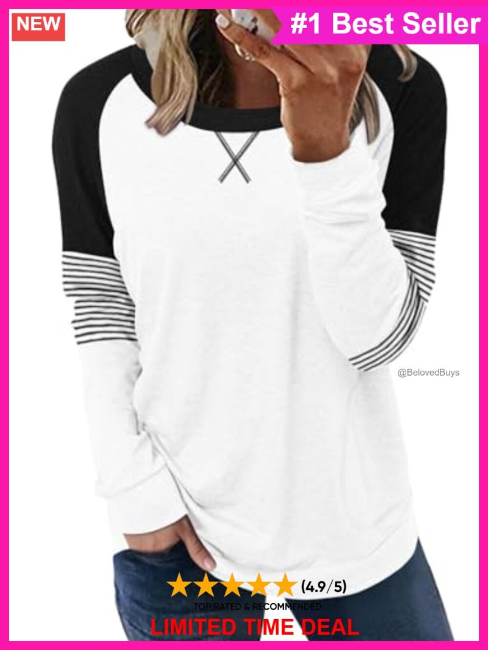 Womens Casual Loose Fit Pocket Tunic Top Long Sleeve Crew Neck Pullover